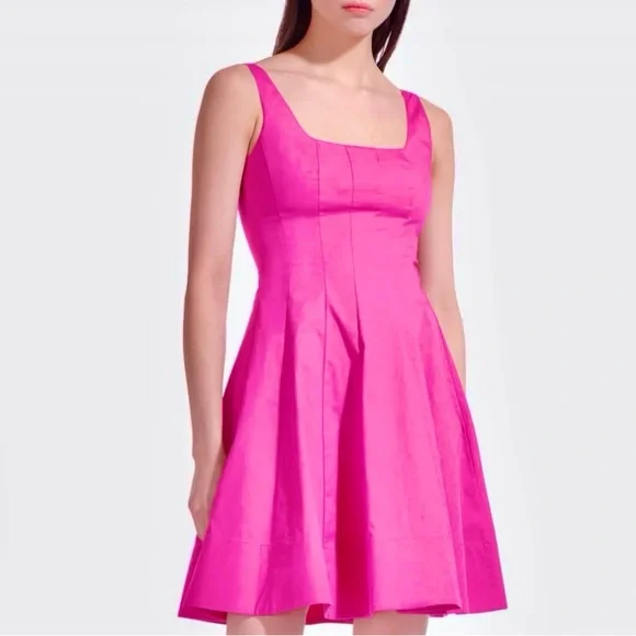 🌺🎉HP🎉🌺 NWT Staud Wells Mini Dress Peony - Picture 3 of 16